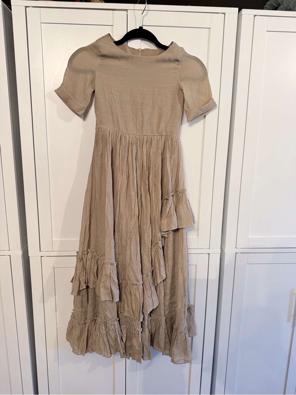 Joyfolie Beige Ruffle-Tier Maxi Dress for Girls
